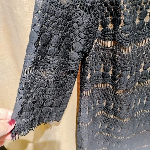 Jessica Howard Black Lace Dress with 3/4 Sleeves Size 12P - Picture 6 of 9